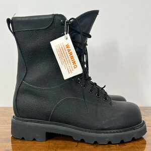 Terra Combat Boots Moto Steel Toe Safety Work Leather Black CSA Cold Weather 7.5